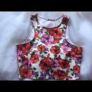 Papaya floral crop top